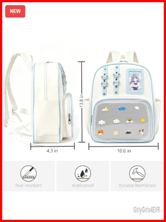 Y2K Ita Backpack with Pin Display Window - Kawaii Anime Cosplay School Bag